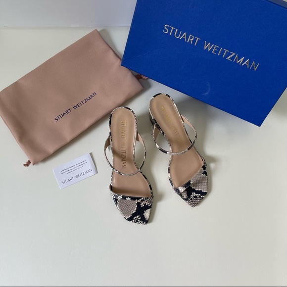 Stuart Weitzman Aleena Roccia Snake Pattern Block Heel Sandal New In Box - Picture 3 of 16